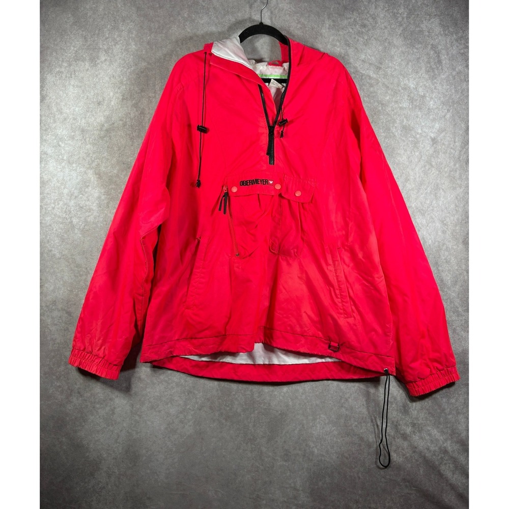 Vintage Obermeyer Jacket Mens XL Pink Anorak Pullover Gorpcore Winter Snow Coat